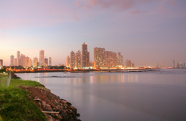 Image showing Shoreline of Panama City Beach at sunset 