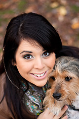 Image showing Spanish Woman with Borkie Dog