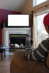 Image showing Man Watches TV