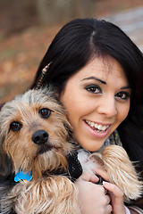 Image showing Hispanic Woman with Dog