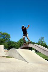 Image showing Skateboarder Grinding at the Skate Park