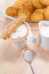 Image showing fresh breakfast coffee and pastry