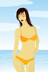 Image showing Red hair girl on the beach