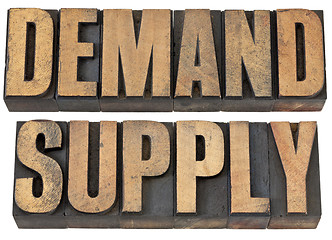 Image showing demand and supply words in wood type