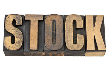 Image showing stock word in wood type