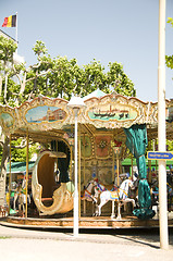 Image showing old fashioned carousel in Cannes France French Riviera