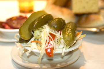 Image showing pickles and cole slaw