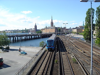 Image showing Subway train at Slussen in Stockholm.