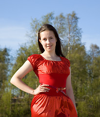 Image showing Young girl in red dress