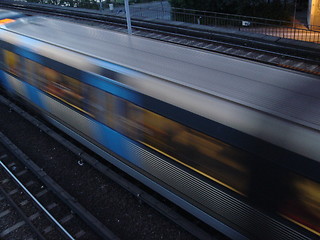 Image showing Fast moving subway train.