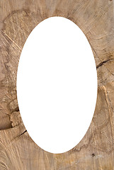 Image showing Truncated wood trunk section frame isolated oval 