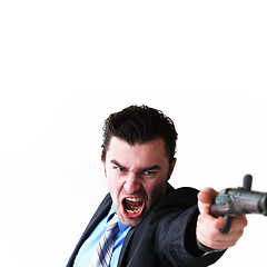 Image showing dangerous man with gun,isolated