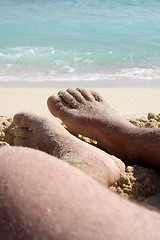 Image showing barefoot on the beach