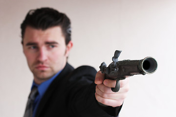 Image showing businessman wants to shoot