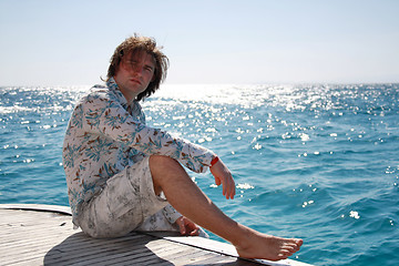 Image showing Man posing on the yacht