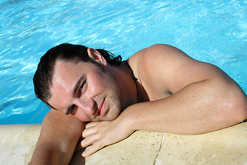Image showing sexy man in pool