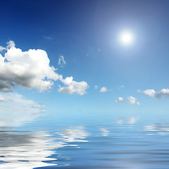 Image showing  sky,clouds,sun,water