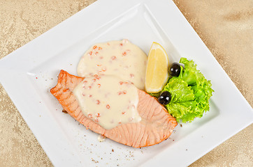 Image showing Grilled salmon steak