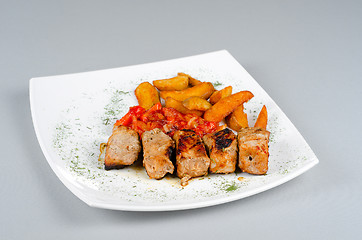 Image showing Grilled kebab pork meat