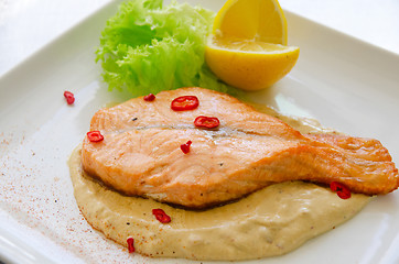 Image showing Grilled salmon steak