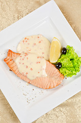 Image showing Grilled salmon steak