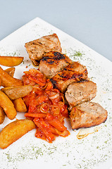 Image showing Grilled kebab pork meat