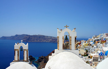 Image showing Amazing small white houses of Santorini