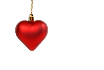 Image showing Hanging red heart shaped ornament