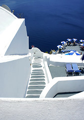 Image showing Santorini cosy terrace with staircase