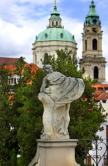 Image showing Prague summer gardens and Church of Saint Nicholas