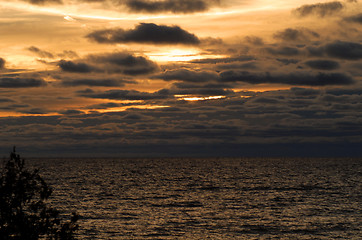 Image showing Sunrise over Lake Michigan in Door County Wisconsin