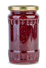 Image showing Glass jar with raspberry jam