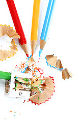 Image showing Pencils and sharpener