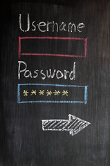 Image showing Login design on chalkboard with username and password 