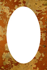 Image showing Grunge house wall frame and isolated white oval 