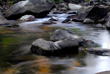 Image showing Small rapids in Merced River in California with colorful reflect