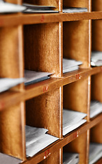 Image showing Wood cells with paper for buddhist divination