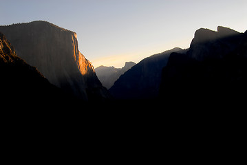 Image showing Early morning light striking the face of El Capitan in Yosemite