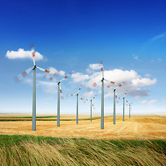 Image showing Wind turbines generate energy