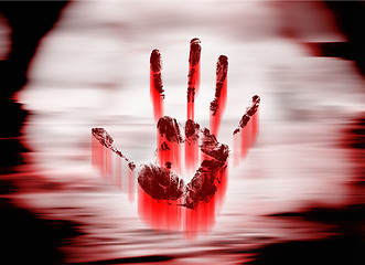 Image showing Bloody handprints