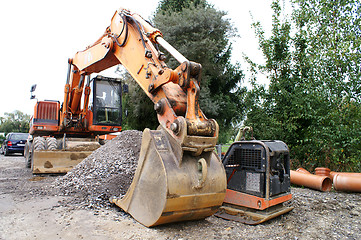 Image showing excavator working at the construction site