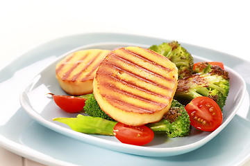 Image showing Grilled cheese on grilled vegetables