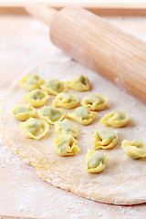 Image showing Dough with raw tortellini