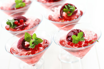 Image showing Summer cocktails with champagne and sorbet