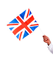 Image showing Image of males hand holding UK flag