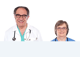 Image showing Medical representatives with blank banner ad