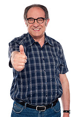 Image showing Aged man gesturing thumbs up