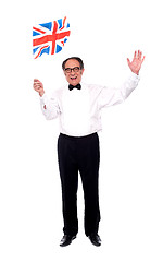 Image showing Stylish aged man celebrating success