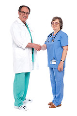 Image showing Senior medical persons shaking hands