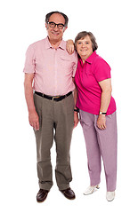 Image showing Full length shot of an aged cheerful couple